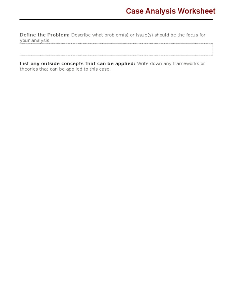 Case Analysis Worksheet PDF