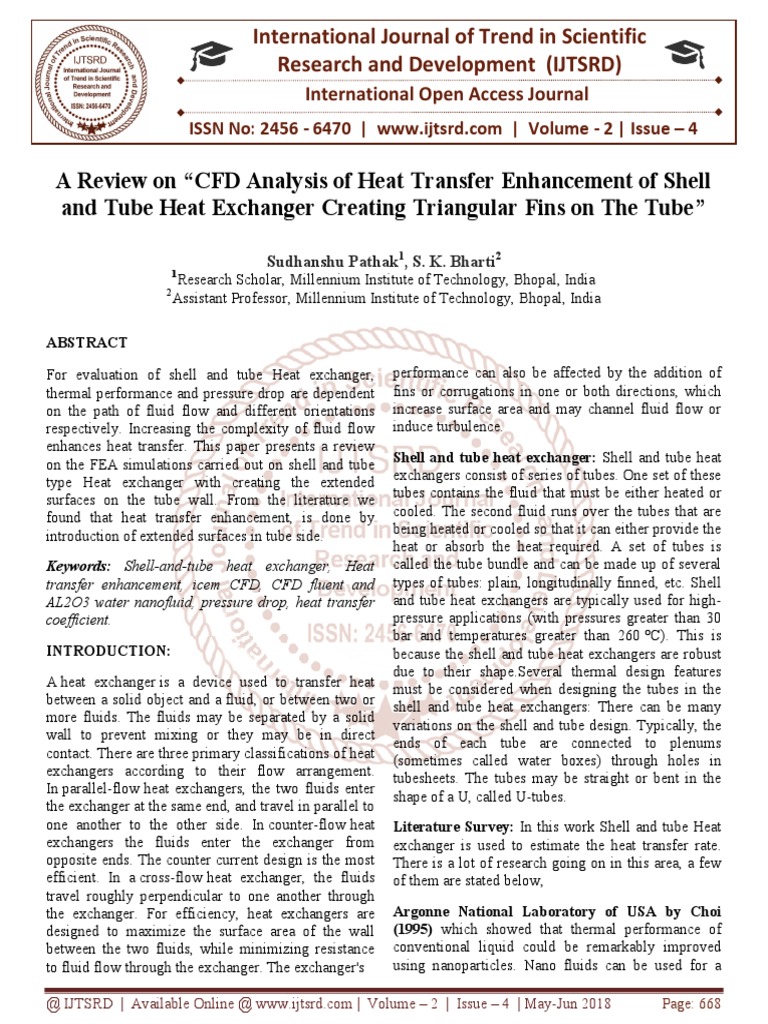 A Review On 'œCFD Analysis of Heat Transfer Enhancement of Shell and ...
