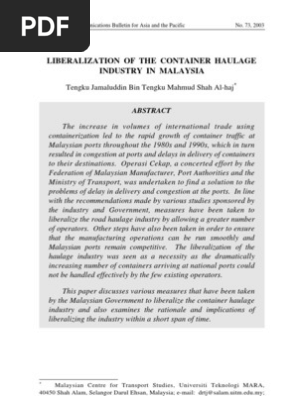 Haulage  PDF  Containerization  Malaysia
