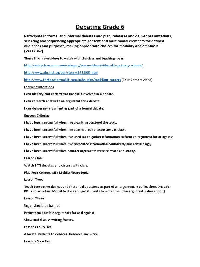 Debating Grade | PDF