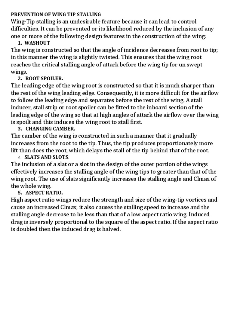 Class Notes 3 PDF Stall (Fluid Mechanics) Lift (Force)