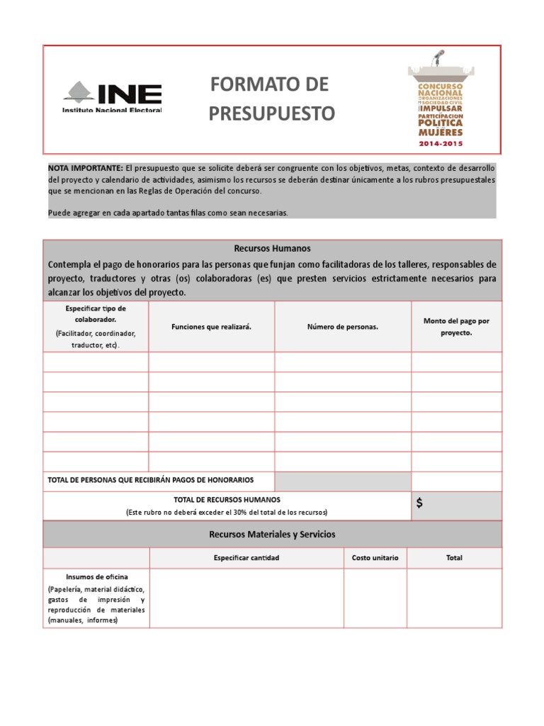 Formato de Presupuesto de Proyecto | PDF | Presupuesto | Transporte