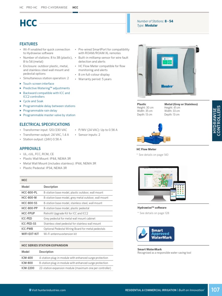 Hunter HCC Controller PDF Manufactured Goods Electronics