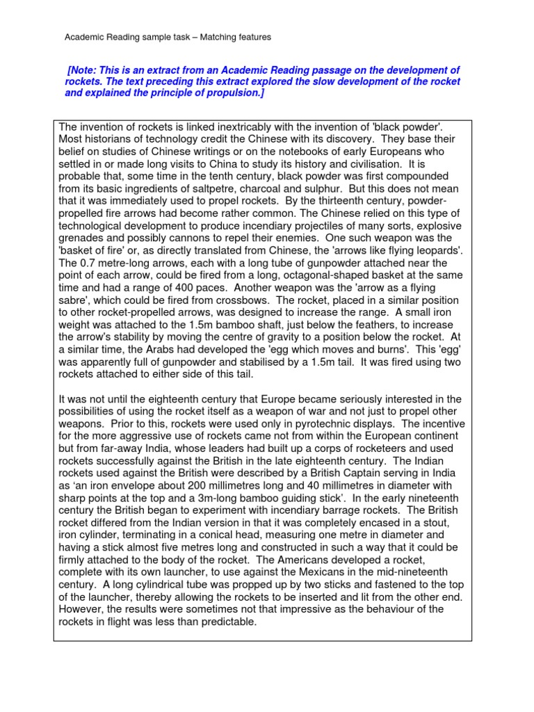 Academic Reading Sample Task - Matching Features | PDF | Art