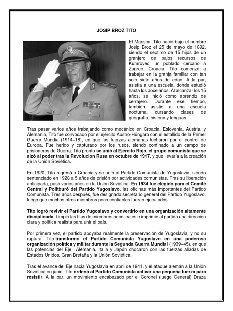Josip Broz Tito | Descargar gratis PDF | Josip Broz Tito | Política mundial