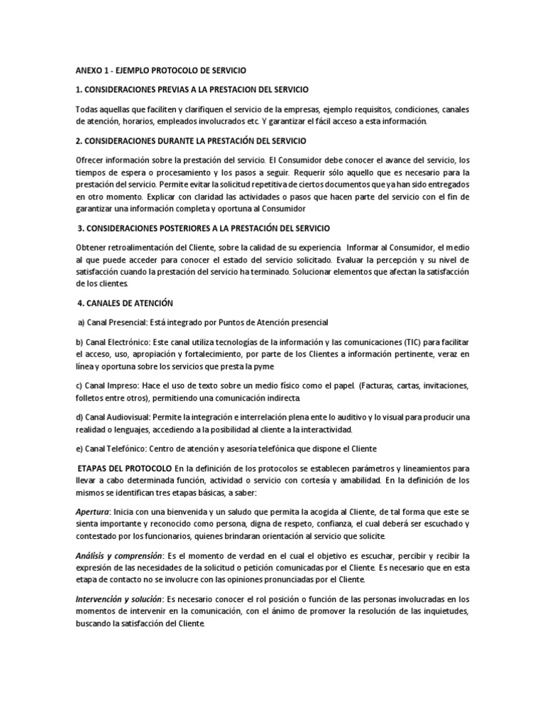 Protocolo de Servicio al Cliente Efectivo | PDF | Cliente | Calidad ...
