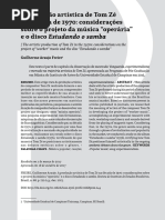 FREIRE, G. a - Tom Zé Considerações Sobre o Projeto Da Música Operária e o Disco Estudando o Samba