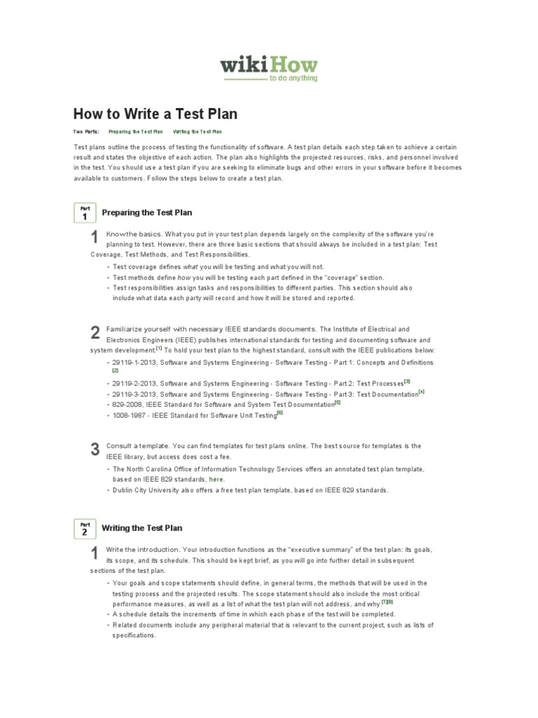 How To Write A Test Plan  PDF  Software Testing  Systems