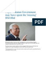 Najib: Pakatan Government May Have Spent The 'Missing' RM18bil