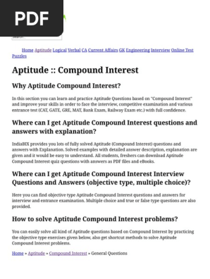 Compound Interest Aptitude Questions And Answers Pdf Compound Interest Test Assessment