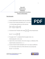 XII Math Ch2 Inverse Trigonometric Functions Chapter Notes August