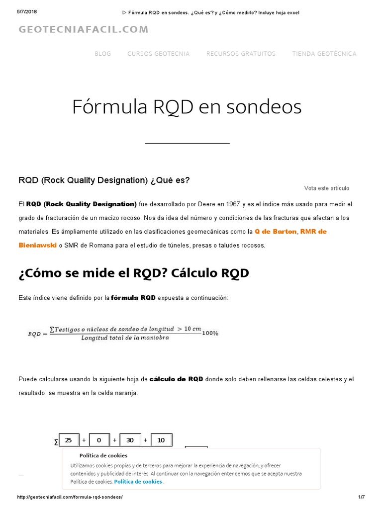 Fórmula RQD en Sondeos. ¿Qué Es - y ¿Cómo Medirlo - Incluye Hoja Excel ...