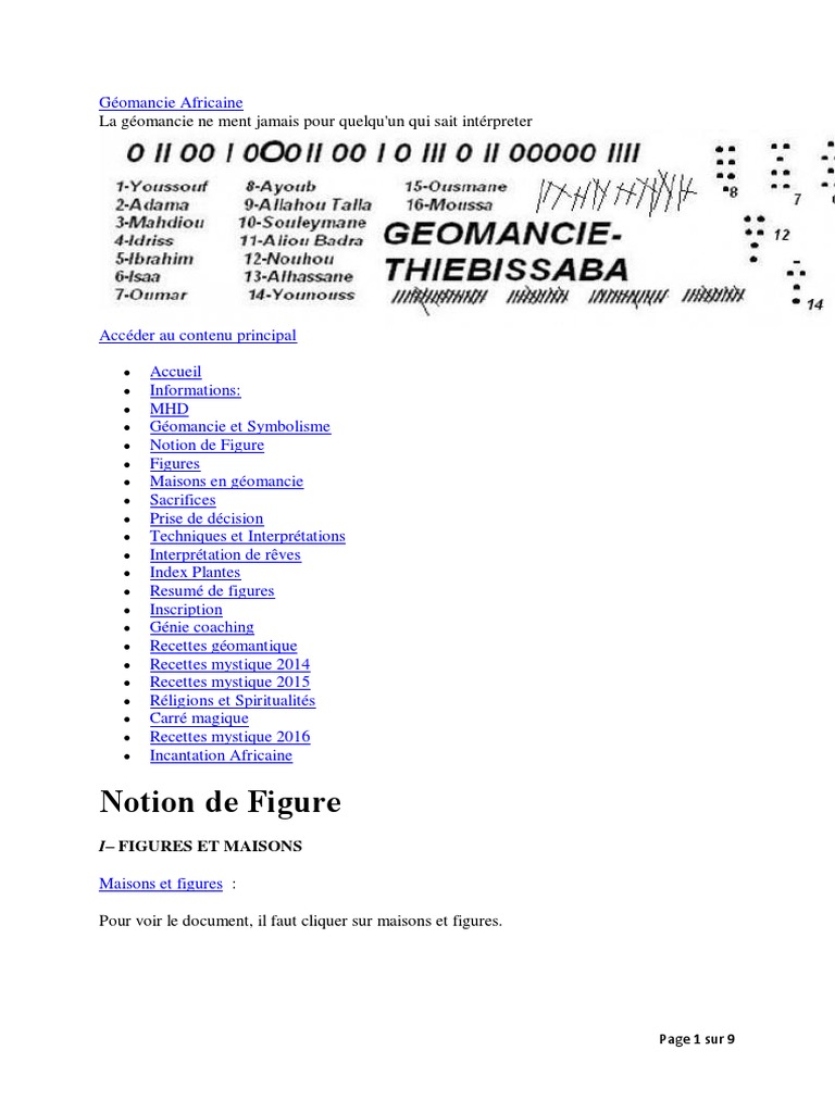 Apprendre Signification Des 16 Figures Géomancie Pdf Géomancie Africaine Signes Et Interpretation 2016 | PDF | Dépression  (psychiatrie) | Religions et croyances