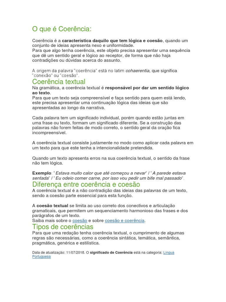 O Que É Coerência Textual - CEVA | PDF