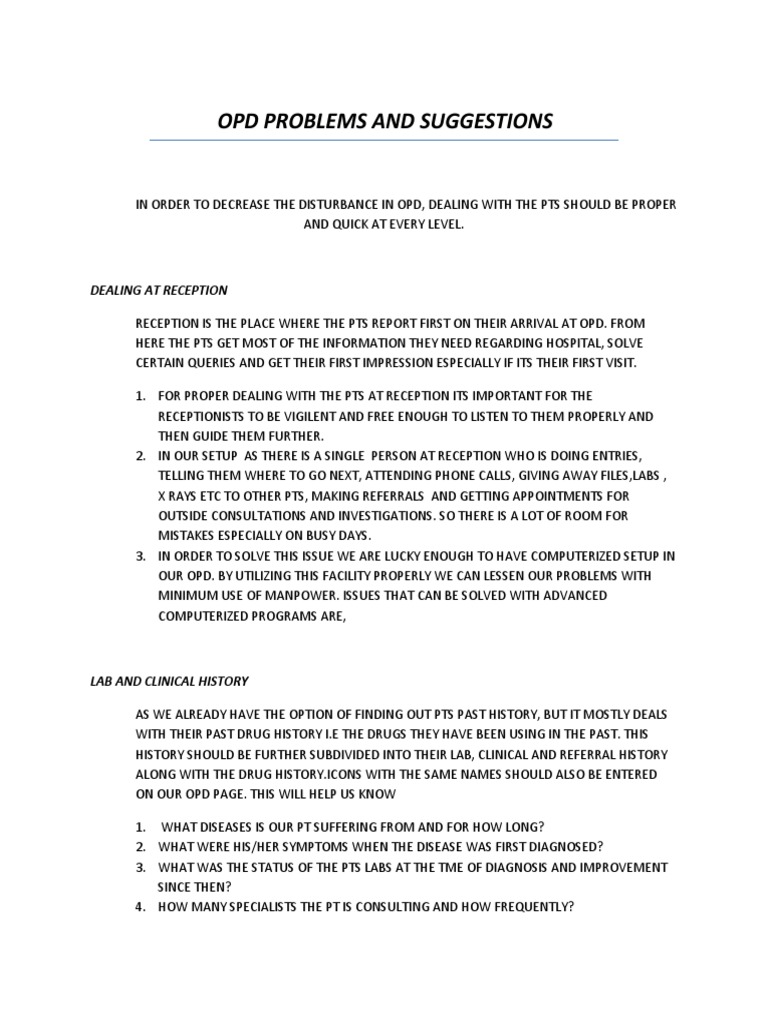 How To Decrease The Disturbance in Opd 2 | PDF | World Health ...