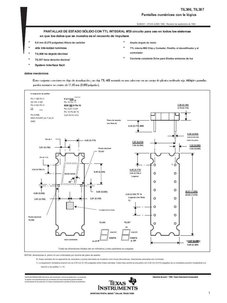 Til306-Til307 Es | PDF | Diodo emisor de luz | Decimal codificado en ...
