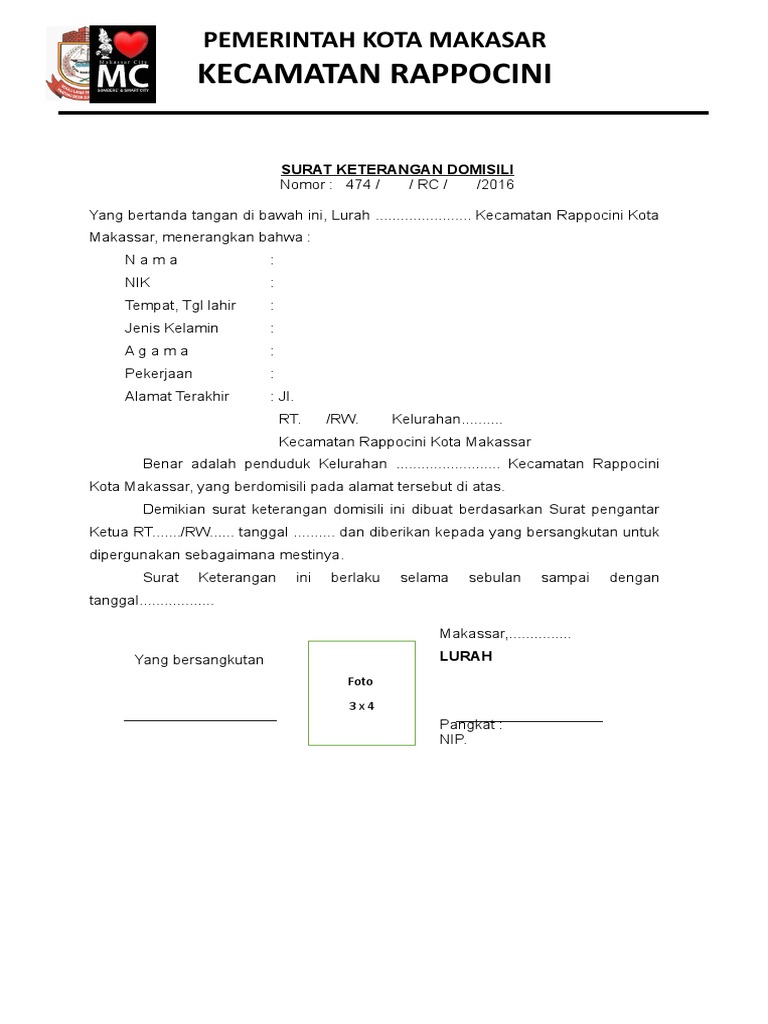 Surat Keterangan Domisili