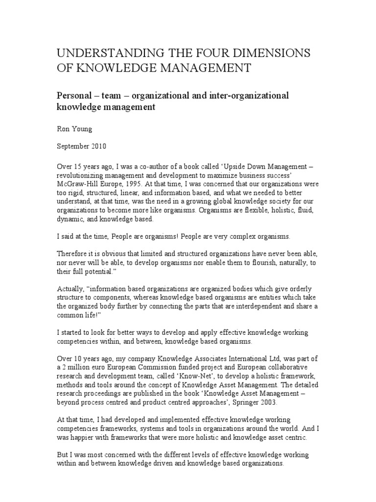 Understanding The Four Dimensions of Knowledge Management PDF
