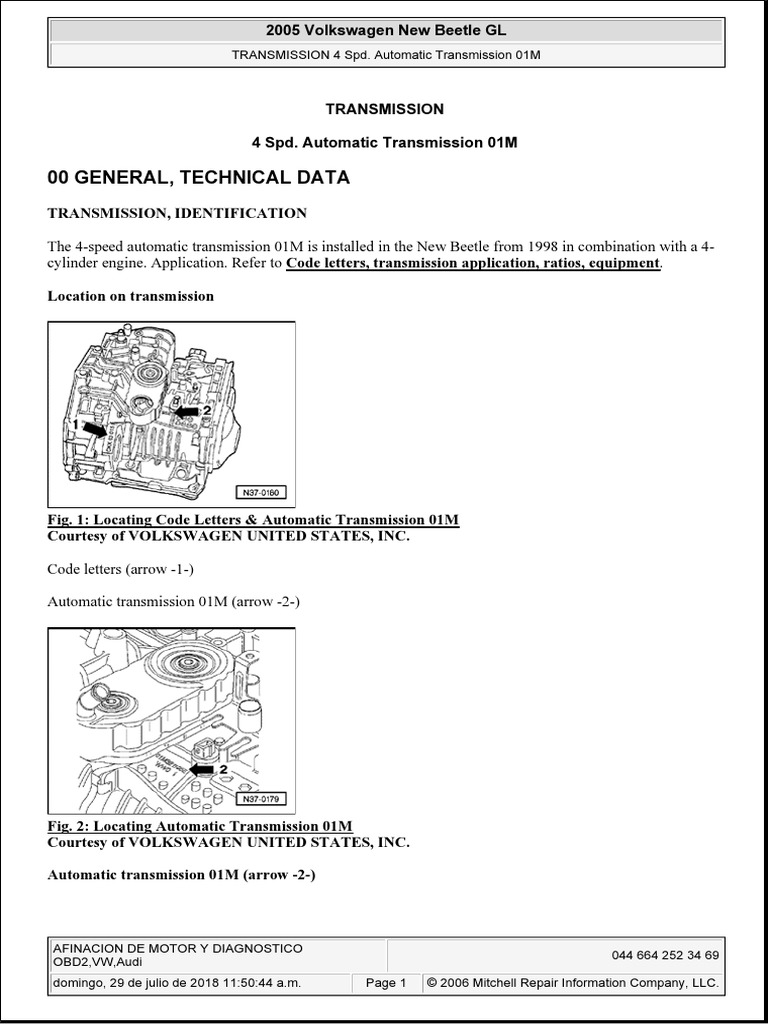 2000 VW BEETLE MANUAL TRANSMISSION visual data 2