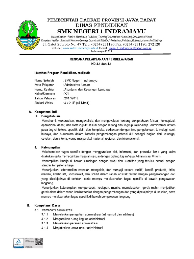 Rpp Administrasi Umum Perhotelan