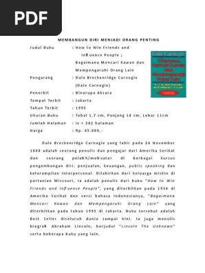 Download Buku Bagaimana Mencari Kawan Dan Mempengaruhi Orang Lain Pdf Info Terkait Buku