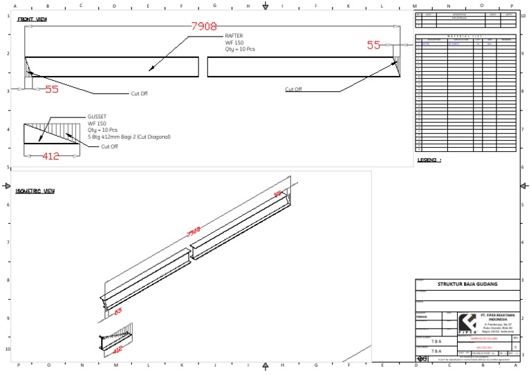 Rafter WF 150 Qty 10 PCS: Struktur Baja Gudang | PDF