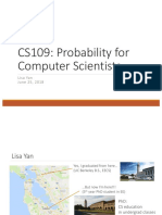 CS109: Probability For Computer Scientists: Lisa Yan June 25, 2018