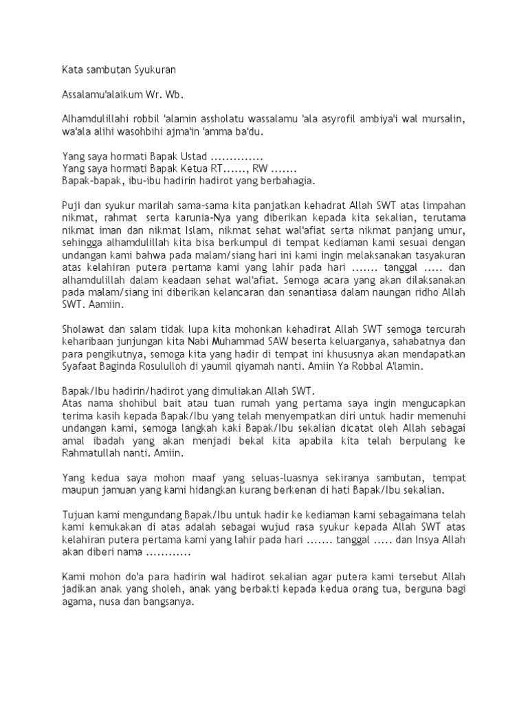 13+ Contoh Sambutan Shohibul Bait Bahasa Indonesia terbaru