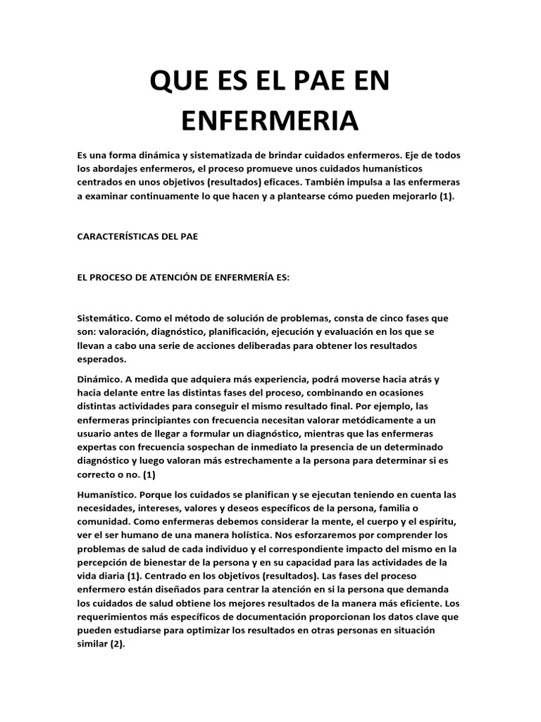 Que Es El Pae en Enfermeria