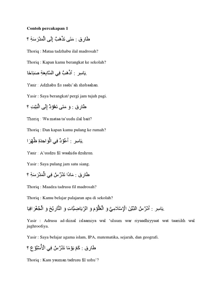 Contoh Percakapan Bahasa Arab Ibu Pdf