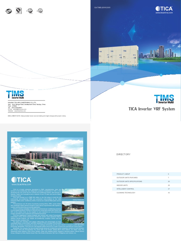 TICA VRF System Overview and Features | PDF | Air Conditioning | Engines
