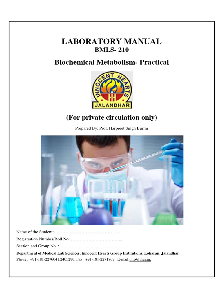 Lab Manual Biochemistry For 2 Sem | PDF | Chemistry | Wellness
