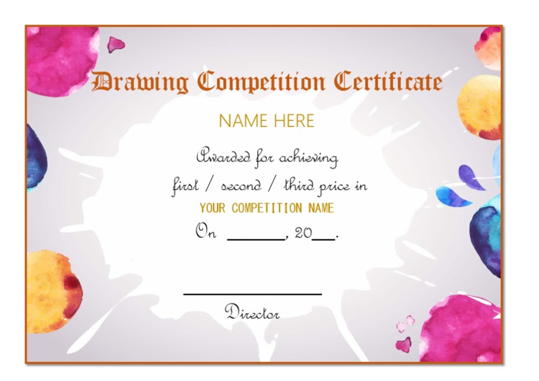 Drawing Competition Certificate PDF
