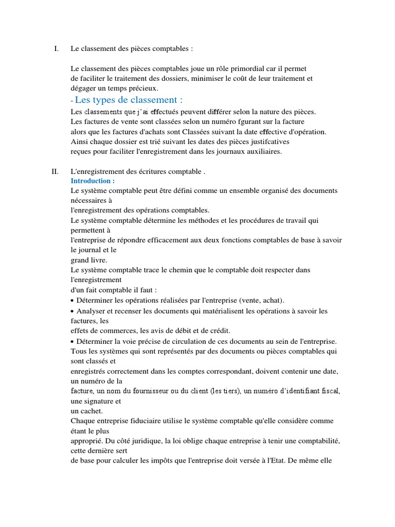 Le Classement Des Pièces Comptables  PDF  Facture  Comptabilité