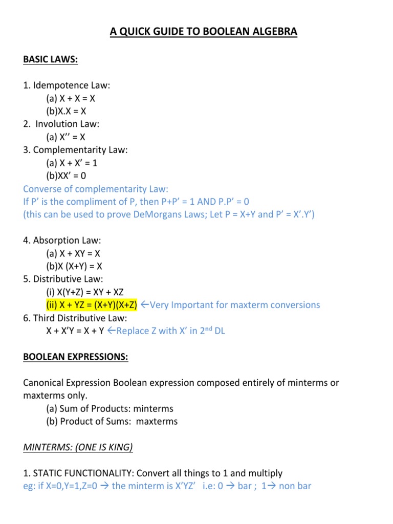A Quick Guide To Boolean Algebra By Akash Anand Arithmetic Logic