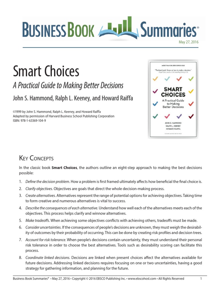 Smart Choices: A Practical Guide To Making Better Decisions | PDF | Decision Making | Trade Off
