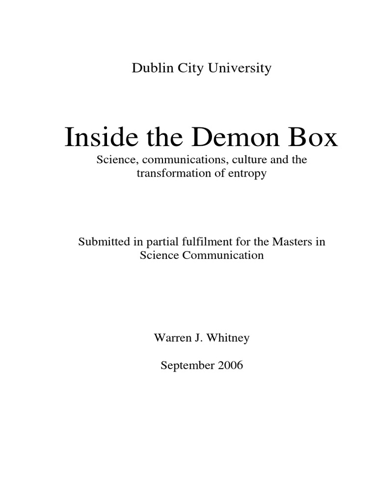 Inside The Demon Box | PDF | Second Law Of Thermodynamics | Entropy