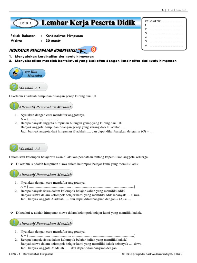 Lkpd Kardinalitas Himpunan Pdf
