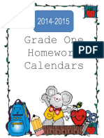 Grade One Homework Calendars