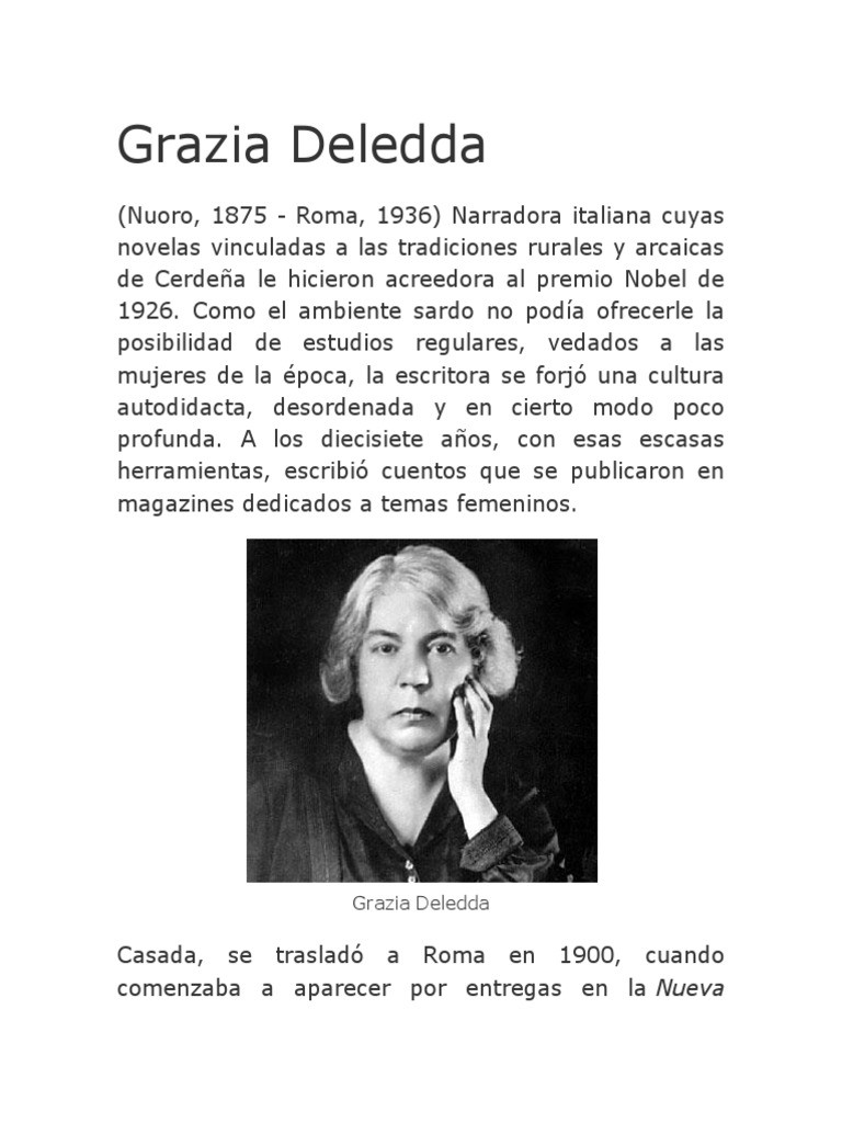 Biografía de Grazia Deledda | PDF