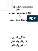 Introduction To Criminalistics (FSC 312) : Spring Semester 2010