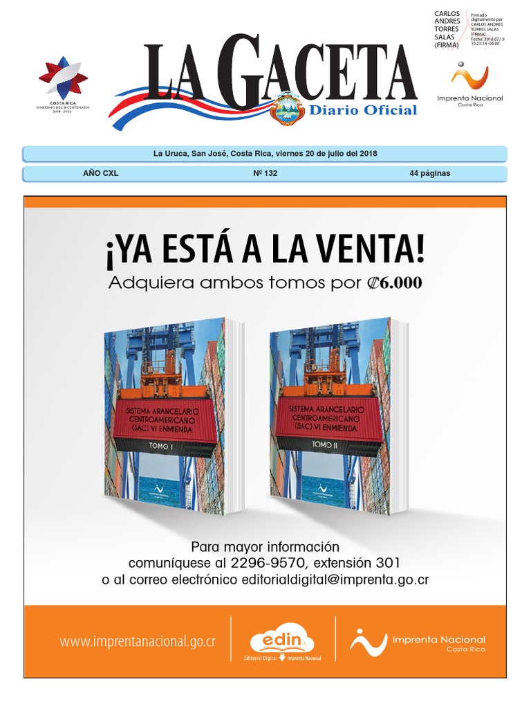 La Gaceta 132 PDF Costa Rica Logística