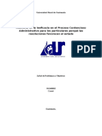 Aumento en La Ineficacia en El Proceso Contencioso Administrativo para Los Particulares Porqué Las Resoluciones Favorecen Al Estado