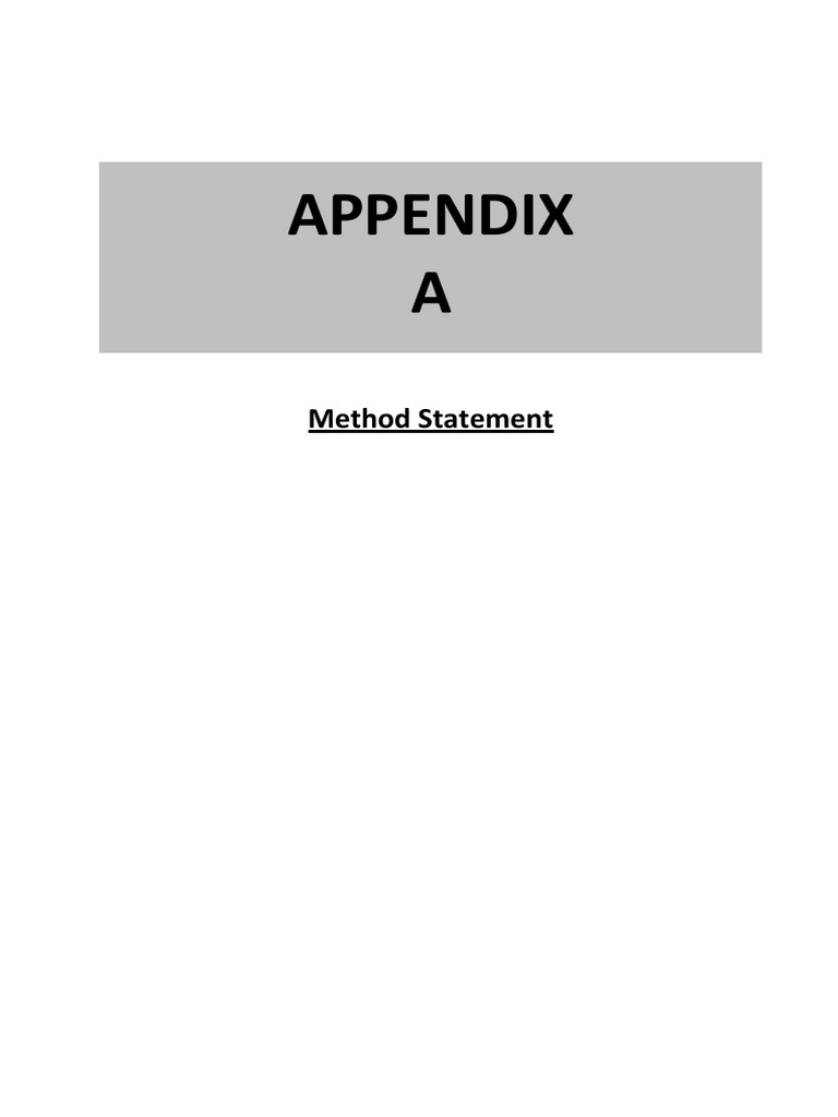 Method Statement Appendix A | PDF