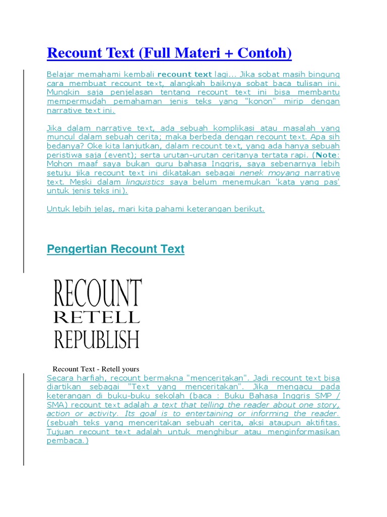 Contoh Recount Text Bahasa Inggris 