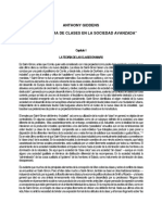 GIDDENS, Anthony, La Estructura de Clases en La Sociedad Avanzada (Cap. 1)