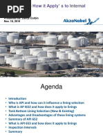 API 652/653 - How It Apply' S To Internal Tank Linings: Presented By: Darryl Corbin Nov. 18, 2016