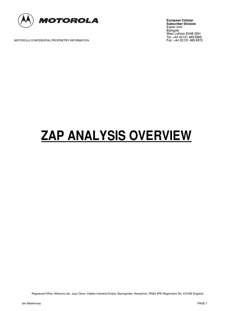 Zap Analysis Overview Motorola Confidential Proprietry Information