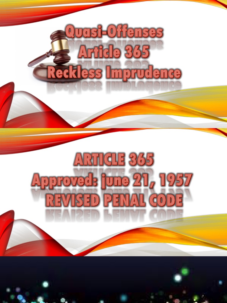 PPT Reckless Imprudence Recklessness (Law) Crimes