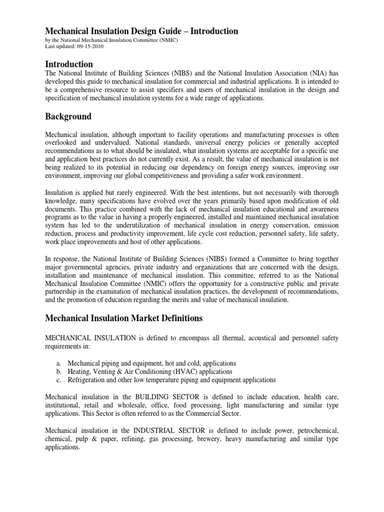 Mechanical Insulation Design Guide Overview | PDF | Thermal Insulation ...